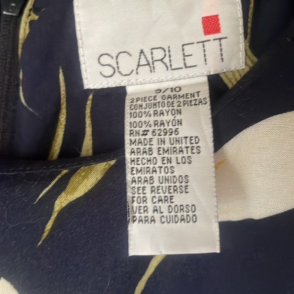 Vintage Scarlett rayon navy & yellow floral sleeveless midi dress with zip back - Picture 3 of 6